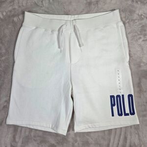 Polo Ralph Lauren Logo Fleece Shorts Mens Large White 8" Inseam NWT